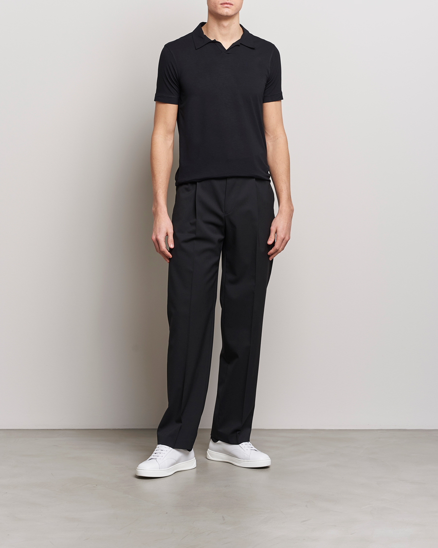 Mies | Pikeet | Giorgio Armani | Short Sleeve Stretch Polo Black