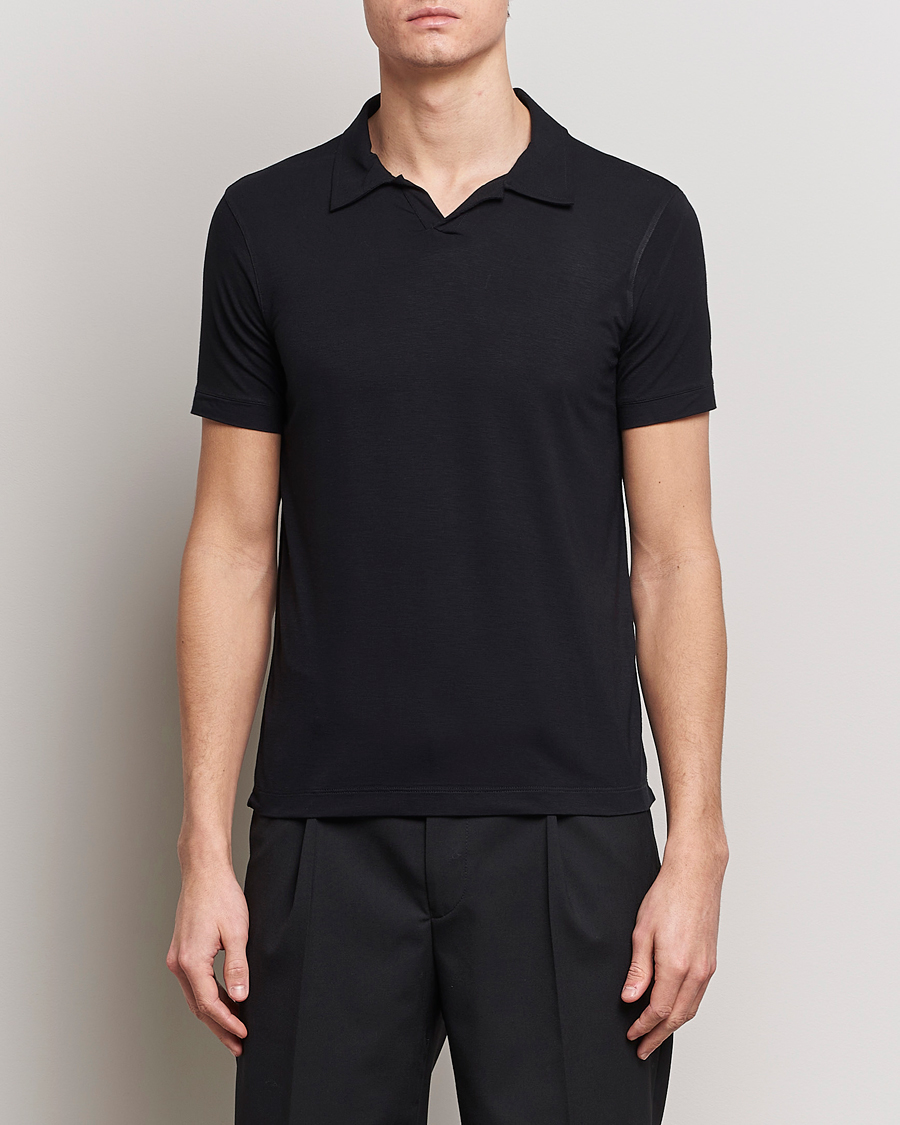 Mies | Pikeet | Giorgio Armani | Short Sleeve Stretch Polo Black