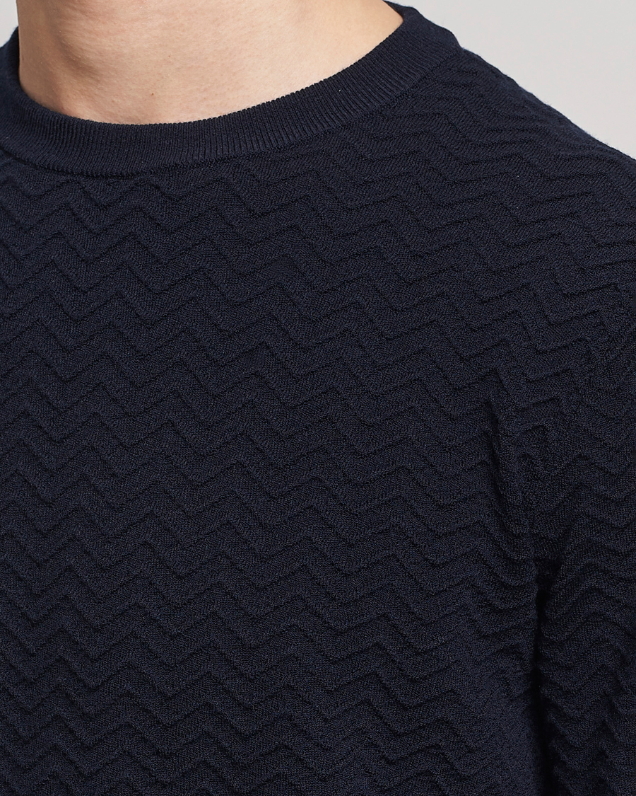 Mies | Puserot | Giorgio Armani | Wool Chevron Pullover Navy