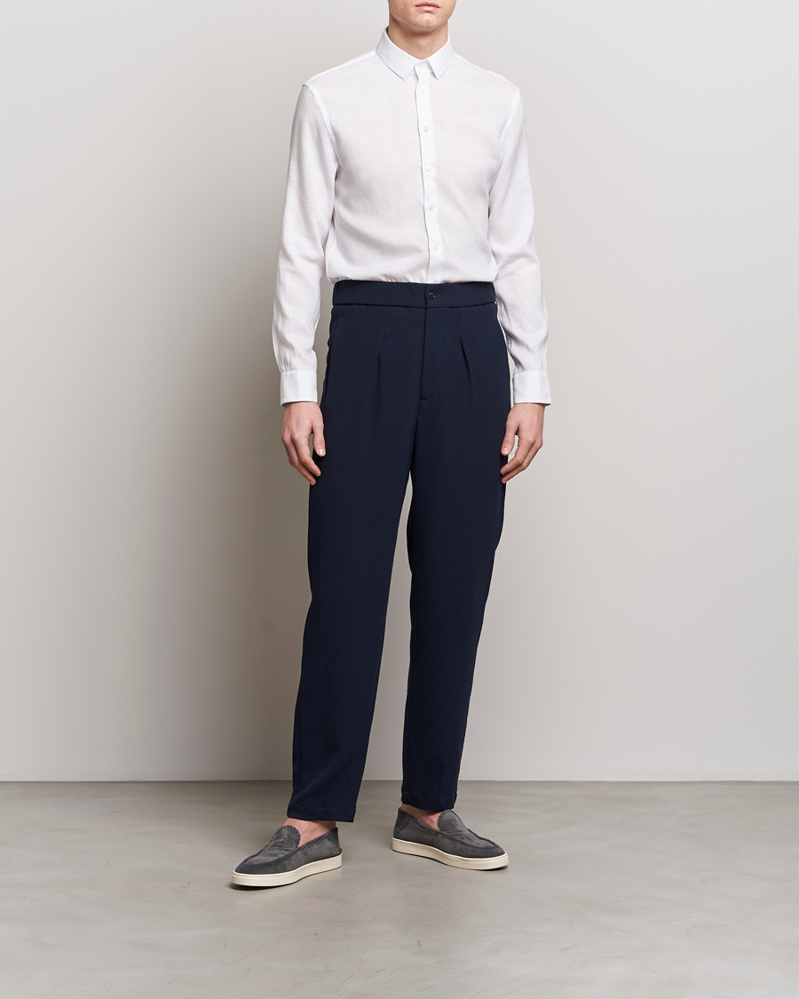 Mies | Kauluspaidat | Giorgio Armani | Slim Fit Linen Shirt White