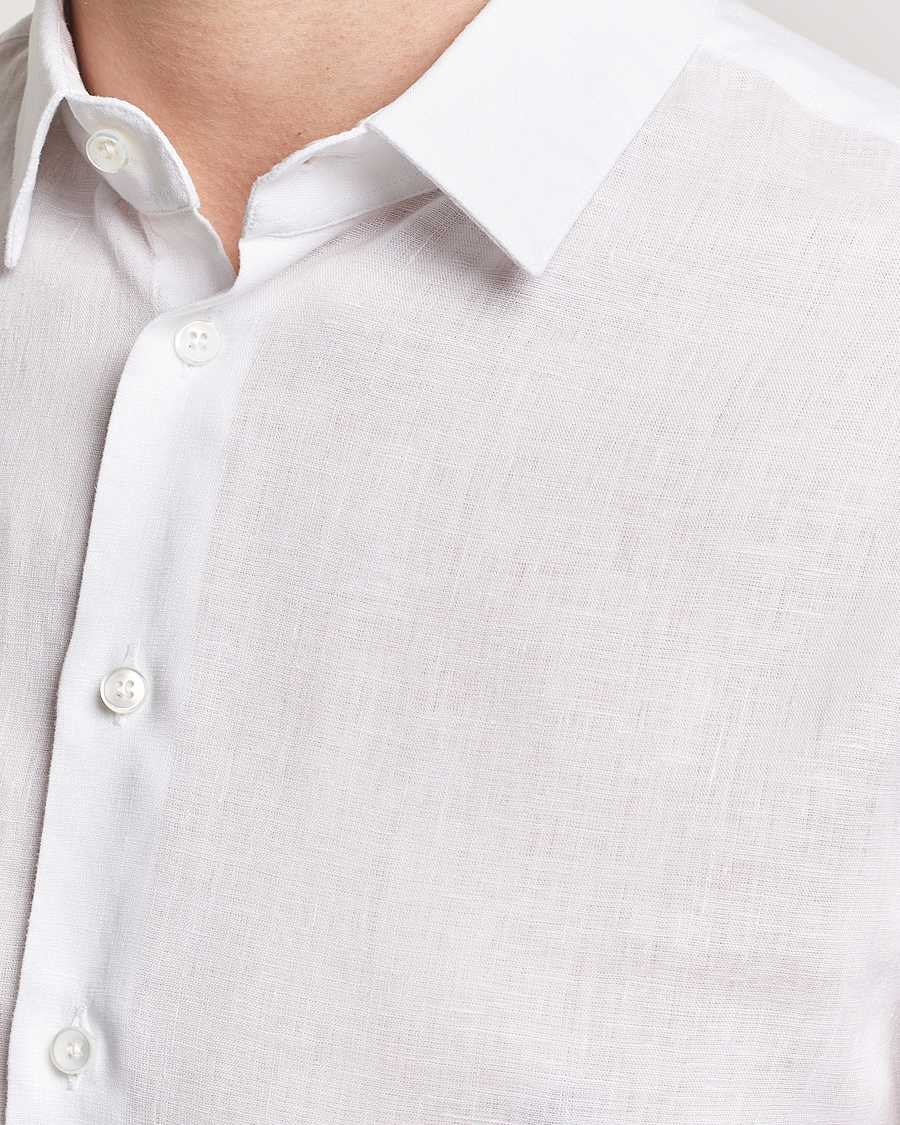 Mies | Kauluspaidat | Giorgio Armani | Slim Fit Linen Shirt White