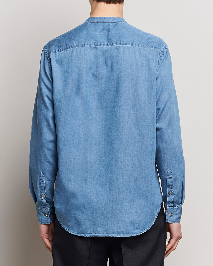 Mies | Kauluspaidat | Giorgio Armani | Slim Fit Denim Guru Collar Shirt Light Indigo