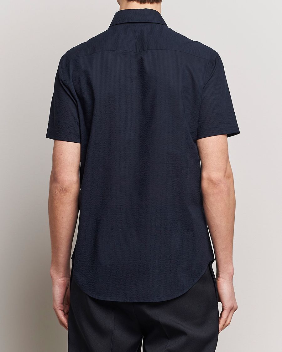 Mies | Kauluspaidat | Giorgio Armani | Short Sleeve Seersucker Shirt Navy