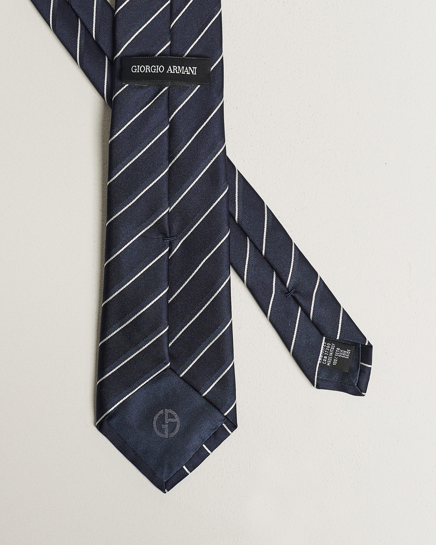 Mies | Giorgio Armani Regimental Stripe Silk Tie Navy | Giorgio Armani | Regimental Stripe Silk Tie Navy
