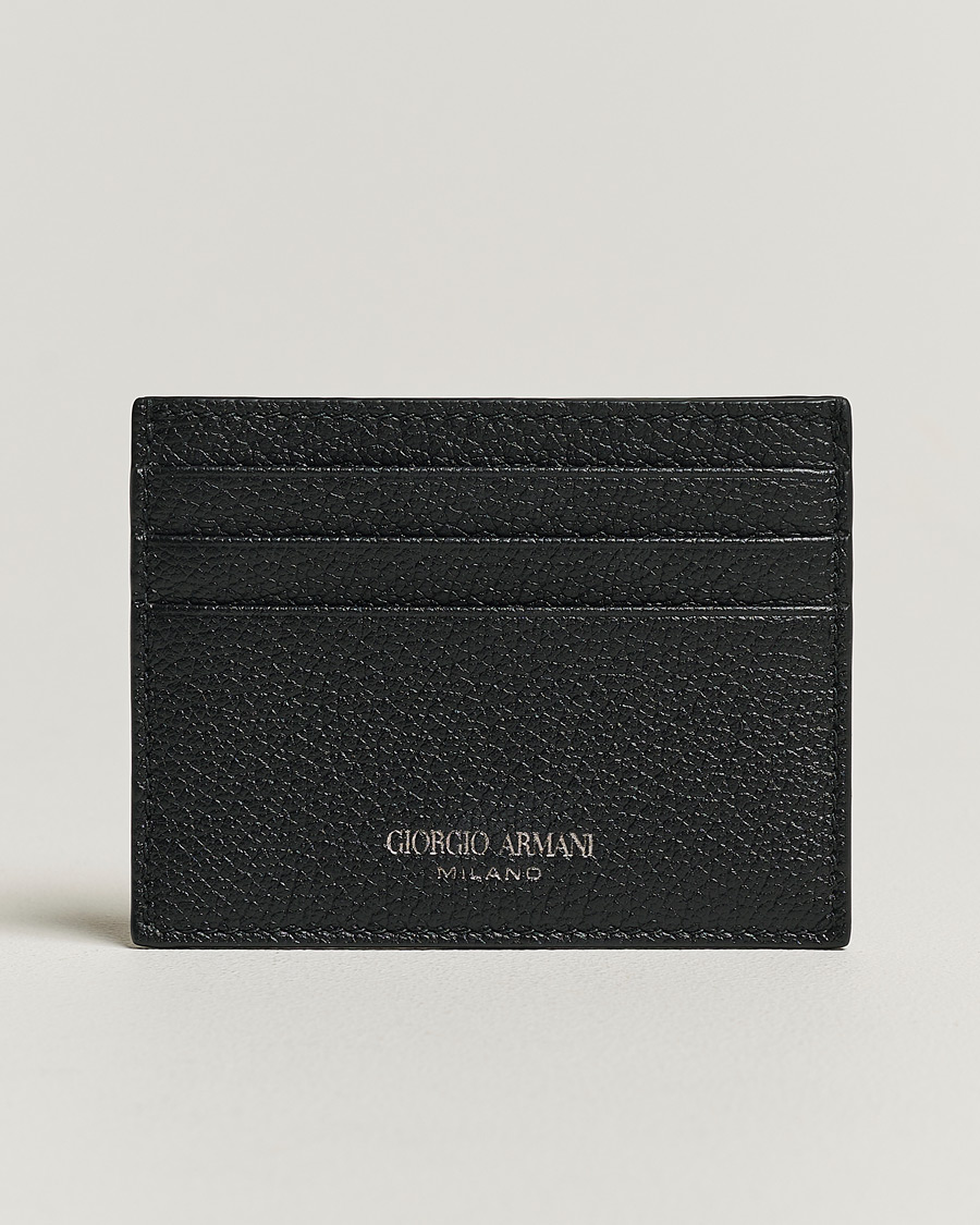 Mies | Giorgio Armani Grain Leather Card Holder Black Calf | Giorgio Armani | Grain Leather Card Holder Black Calf