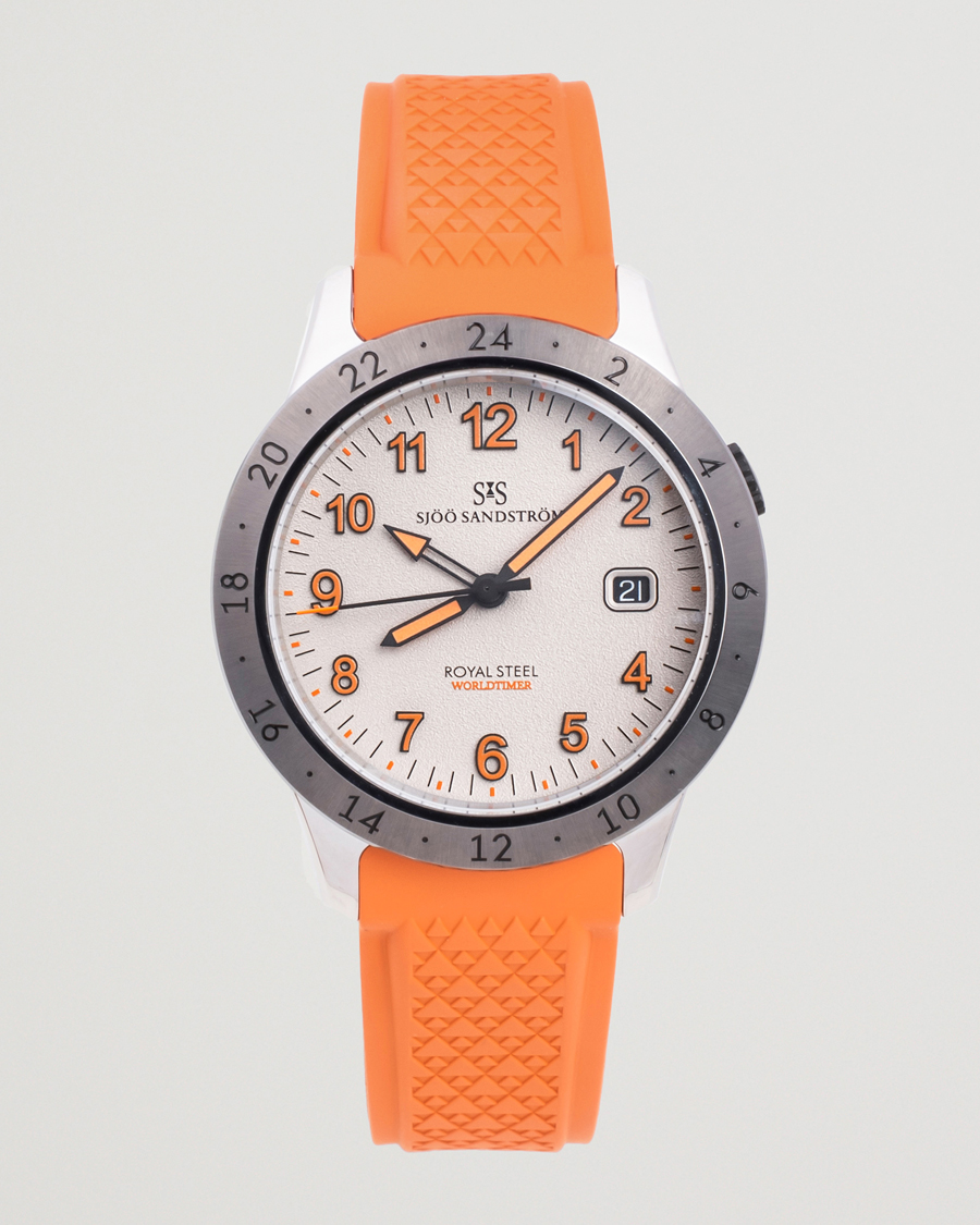 Mies | Sjöö Sandström Royal Steel Worldtimer 41mm Annual Edition Orange | Sjöö Sandström | Royal Steel Worldtimer 41mm Annual Edition Orange