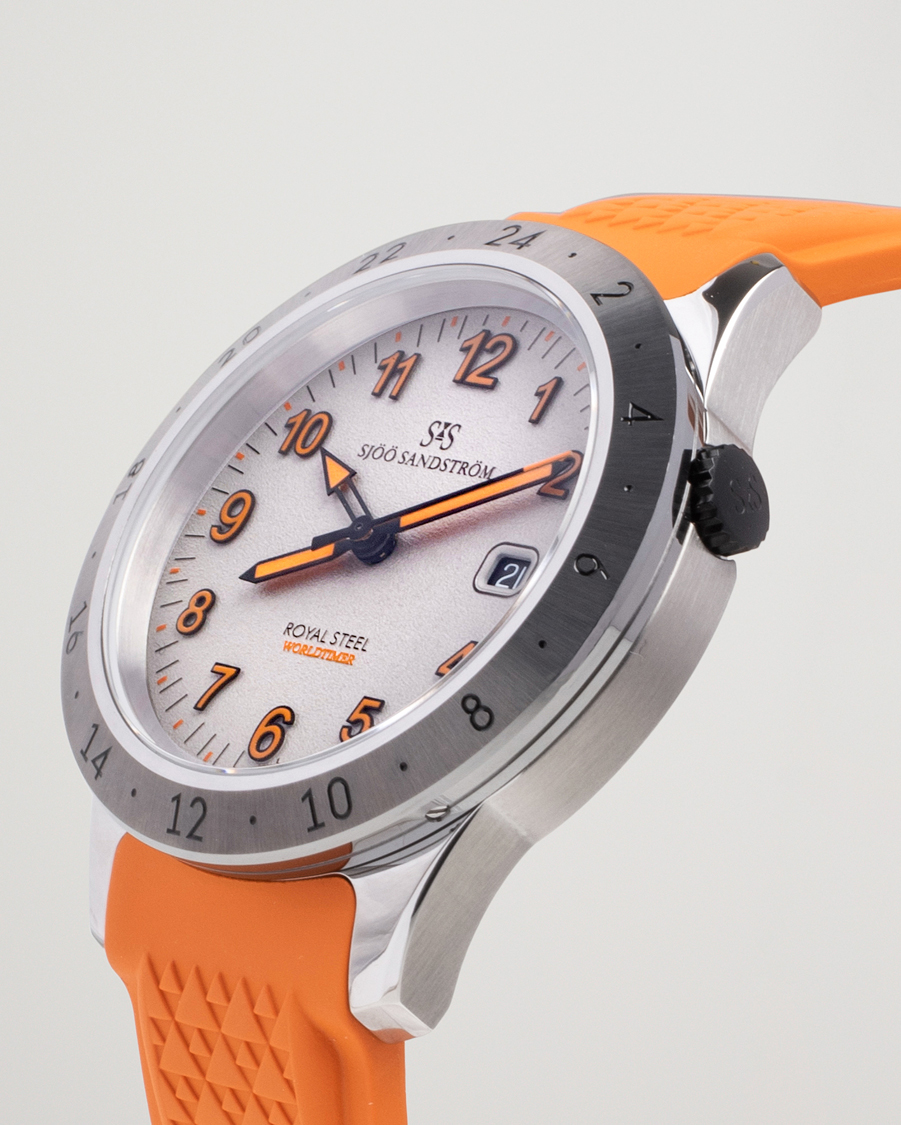Mies | Sjöö Sandström Royal Steel Worldtimer 41mm Annual Edition Orange | Sjöö Sandström | Royal Steel Worldtimer 41mm Annual Edition Orange