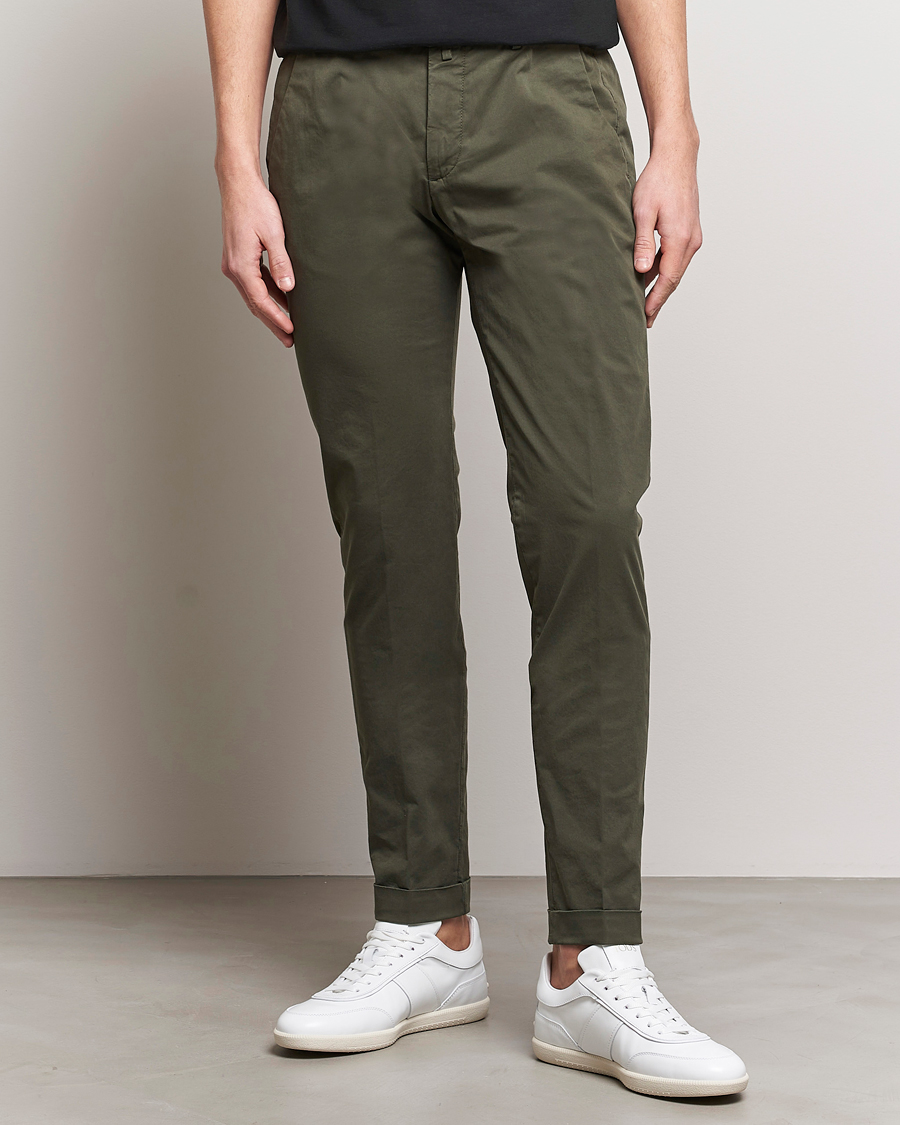 Mies | Housut | Briglia 1949 | Slim Fit Cotton Stretch Chinos Olive