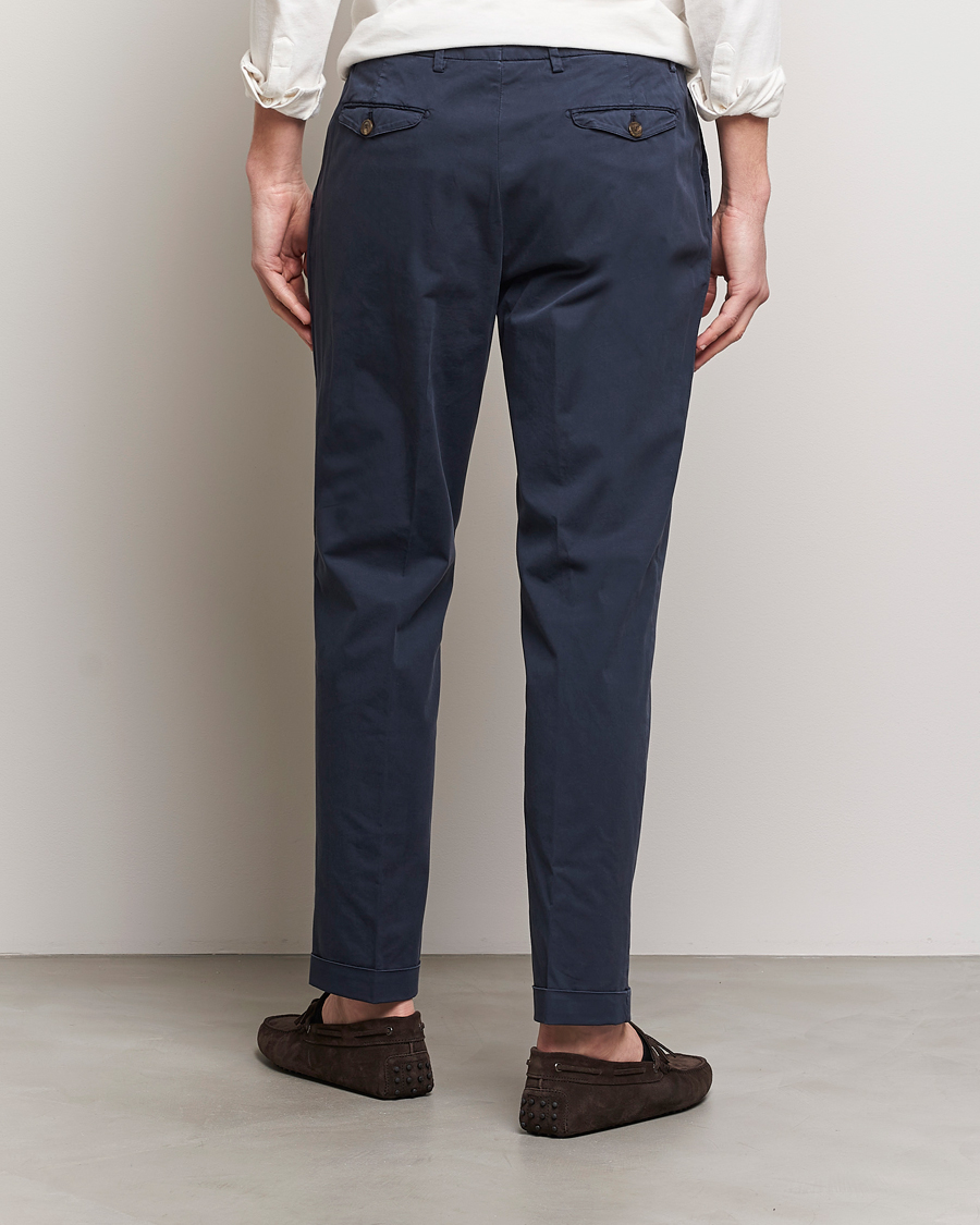 Mies | Housut | Briglia 1949 | Easy Fit Pleated Cotton Stretch Chino Navy