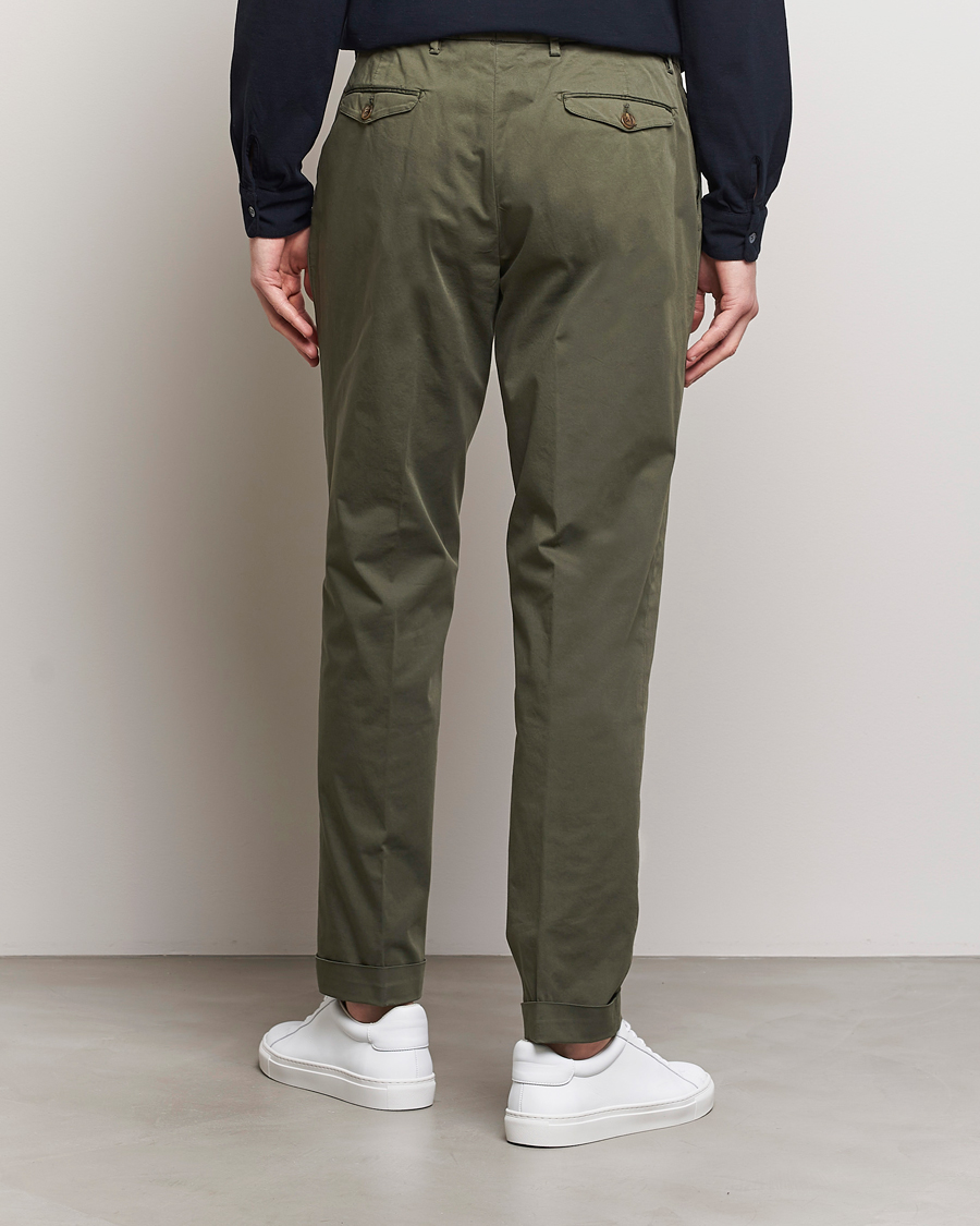 Mies | Housut | Briglia 1949 | Easy Fit Pleated Cotton Stretch Chino Olive