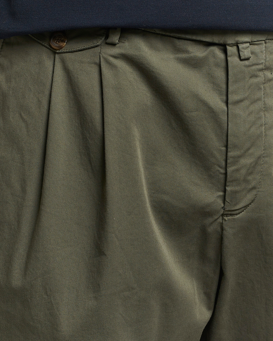 Mies | Housut | Briglia 1949 | Easy Fit Pleated Cotton Stretch Chino Olive