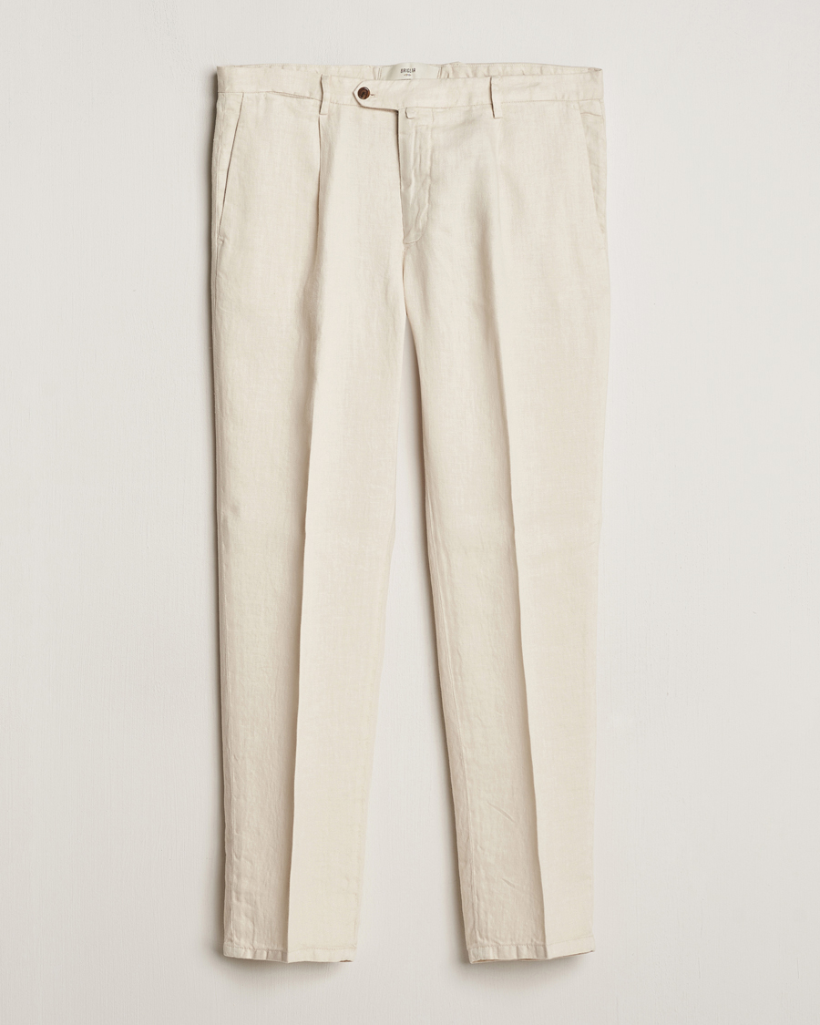 Mies | Housut | Briglia 1949 | Pleated Linen Trousers Beige