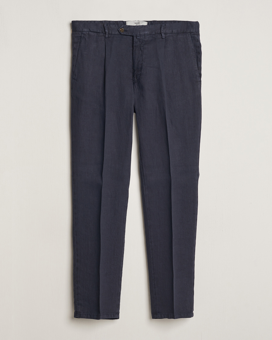Mies | Housut | Briglia 1949 | Pleated Linen Trousers Navy