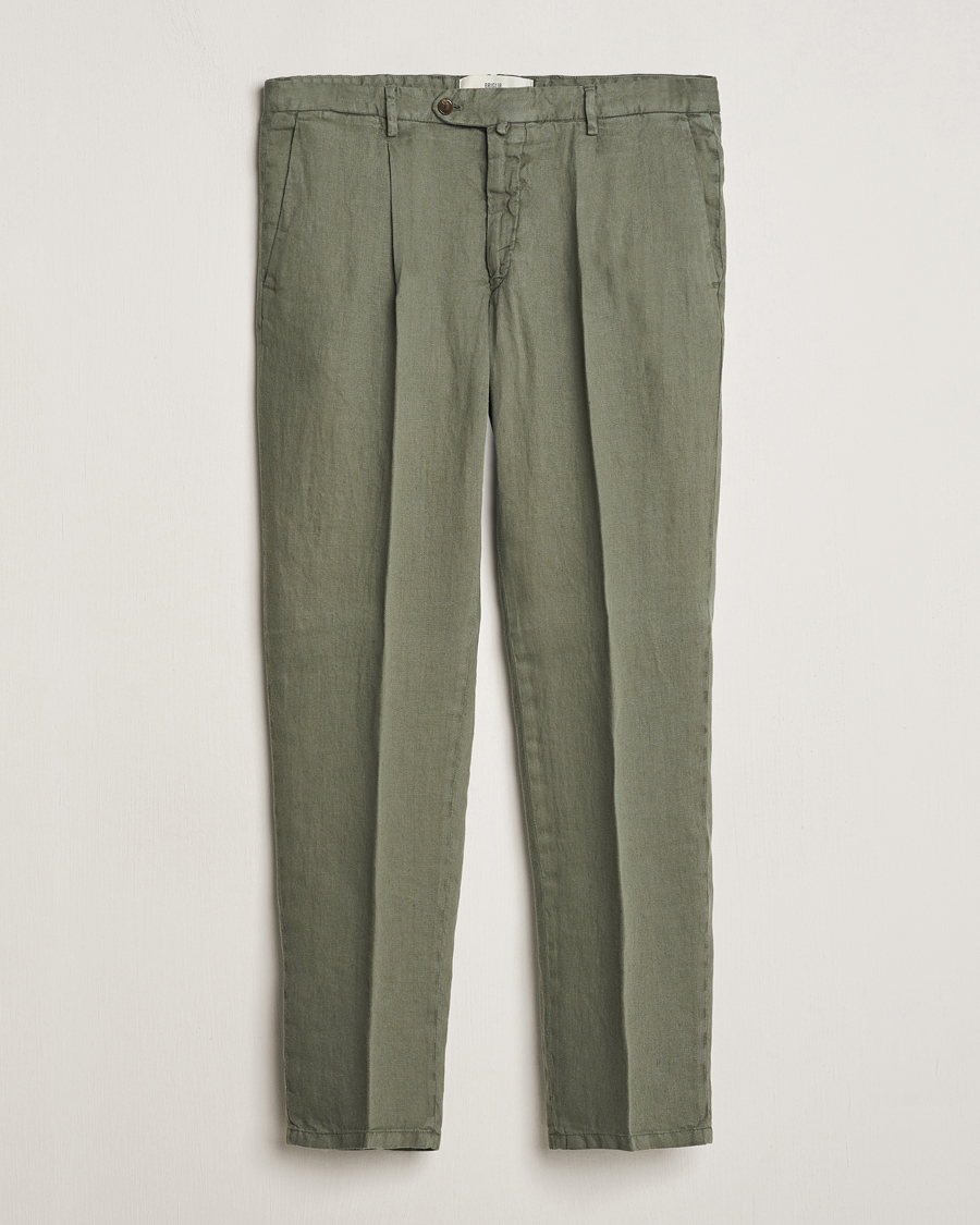 Mies | Housut | Briglia 1949 | Pleated Linen Trousers Olive
