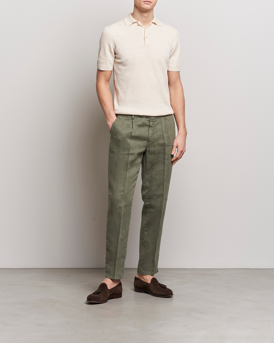 Mies | Housut | Briglia 1949 | Pleated Linen Trousers Olive