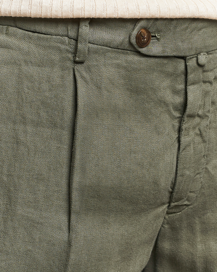 Mies | Housut | Briglia 1949 | Pleated Linen Trousers Olive