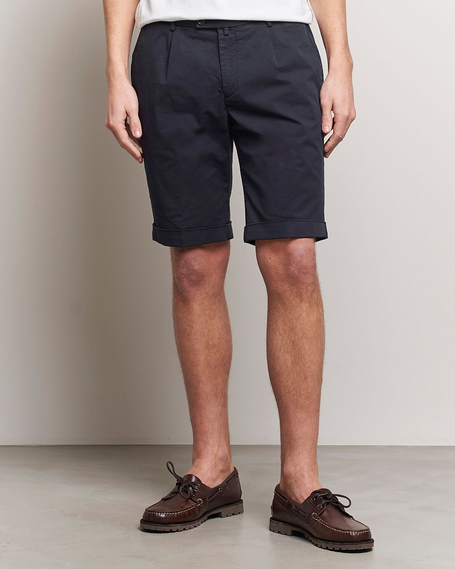 Mies | Chino-shortsit | Briglia 1949 | Pleated Cotton Shorts Navy