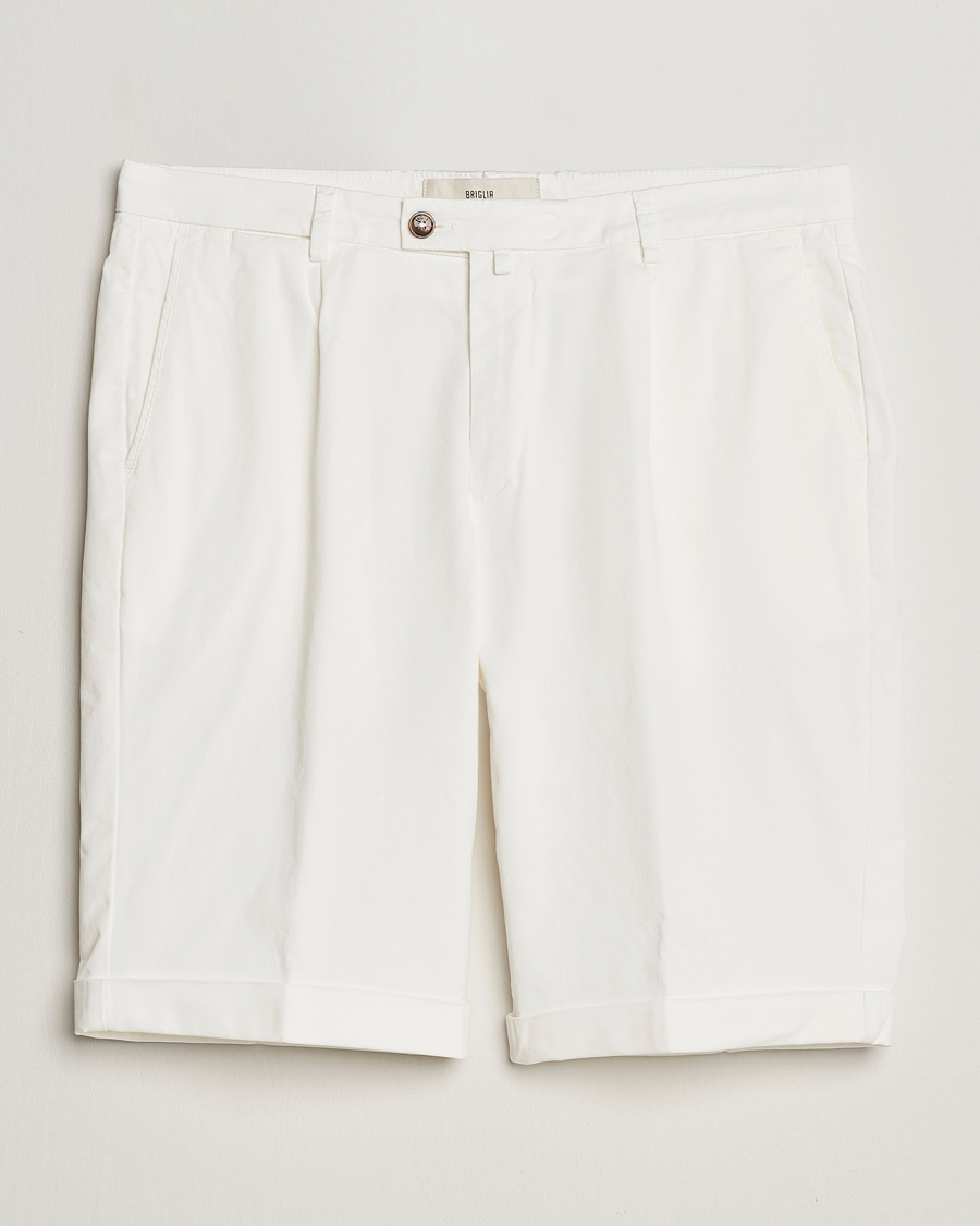 Mies | Shortsit | Briglia 1949 | Pleated Cotton Shorts White