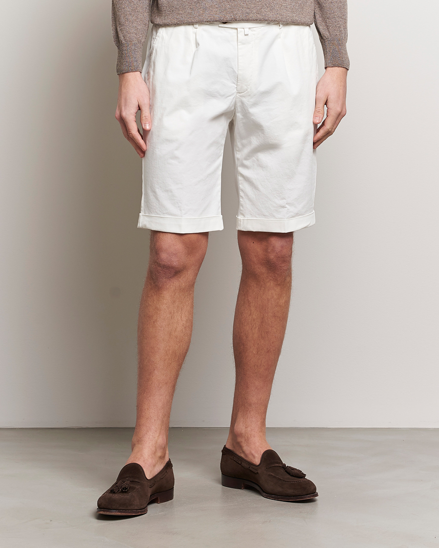 Mies | Shortsit | Briglia 1949 | Pleated Cotton Shorts White