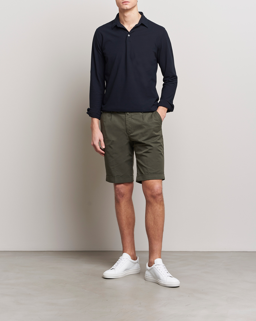 Mies | Shortsit | Briglia 1949 | Pleated Cotton Shorts Olive