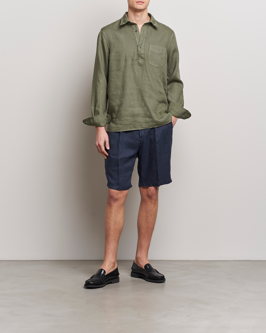 Mies | Shortsit | Briglia 1949 | Easy Fit Linen Shorts Navy