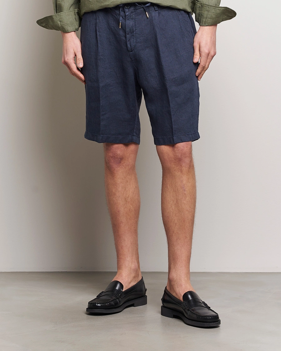 Mies | Pellavashortsit | Briglia 1949 | Easy Fit Linen Shorts Navy