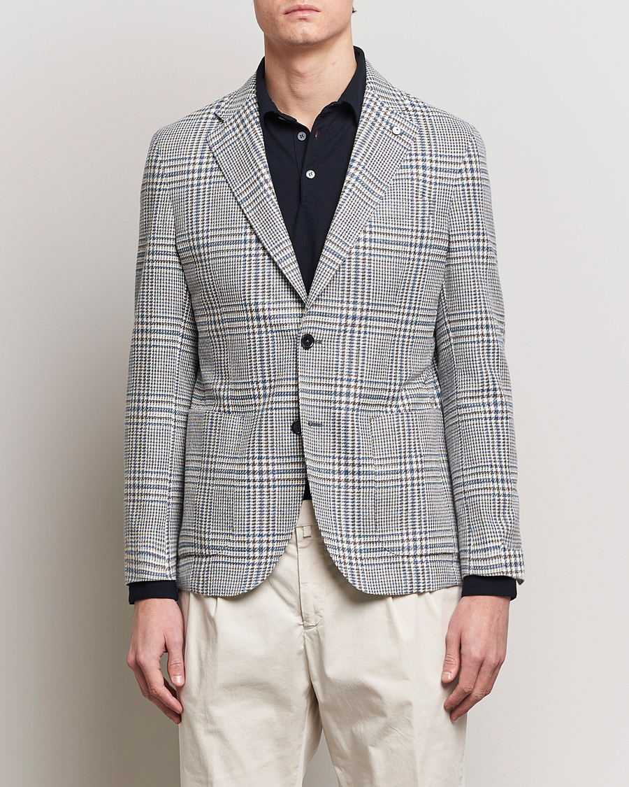 Mies | Pikkutakit | L.B.M. 1911 | Checked Cotton Blazer Navy/Brown