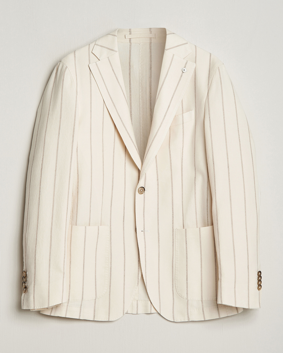 Mies | Pikkutakit | L.B.M. 1911 | Striped Cotton Blazer Beige