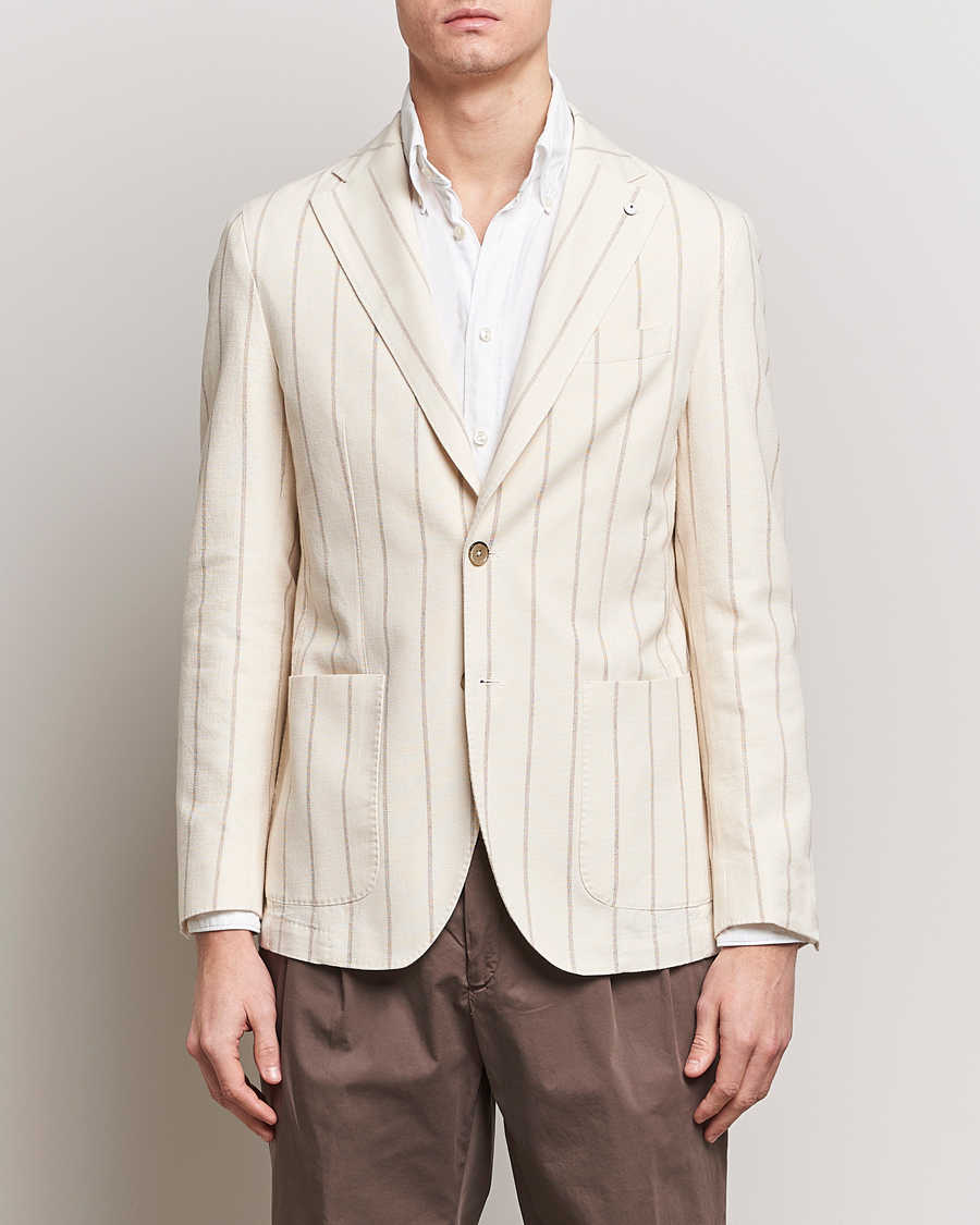 Mies | Pikkutakit | L.B.M. 1911 | Striped Cotton Blazer Beige