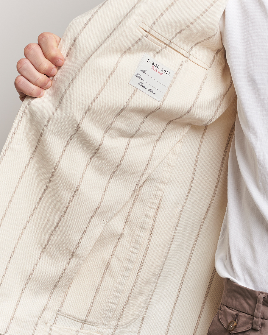 Mies | Pikkutakit | L.B.M. 1911 | Striped Cotton Blazer Beige