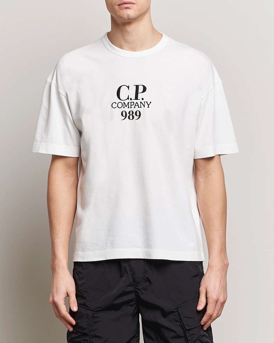 Herre |  | C.P. Company | Brushed Cotton Embroidery Logo T-Shirt White