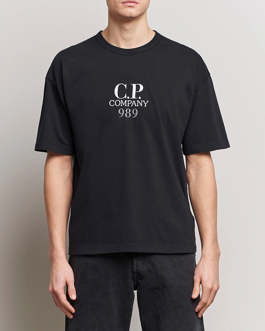 Herre | C.P. Company | C.P. Company | Brushed Cotton Embroidery Logo T-Shirt Black