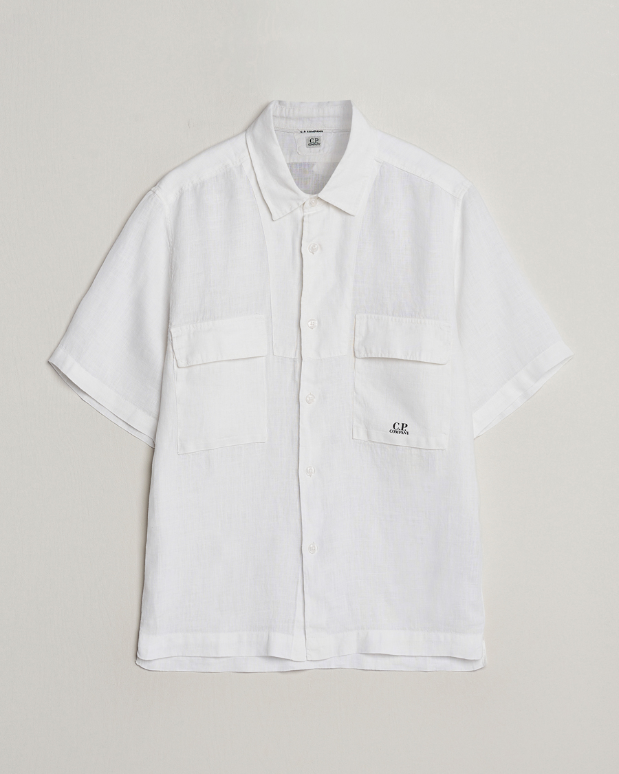 Mies | Kauluspaidat | C.P. Company | Short Sleeve Linen Shirt White