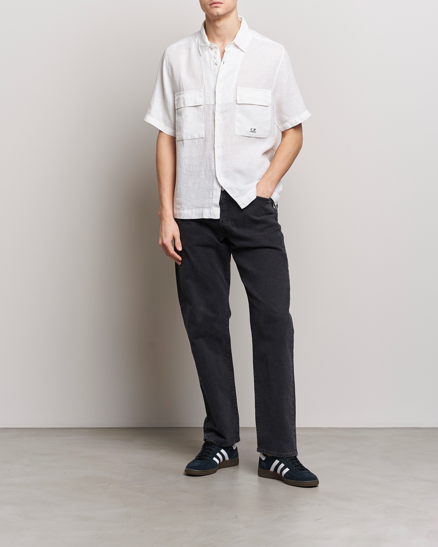 Mies | Kauluspaidat | C.P. Company | Short Sleeve Linen Shirt White