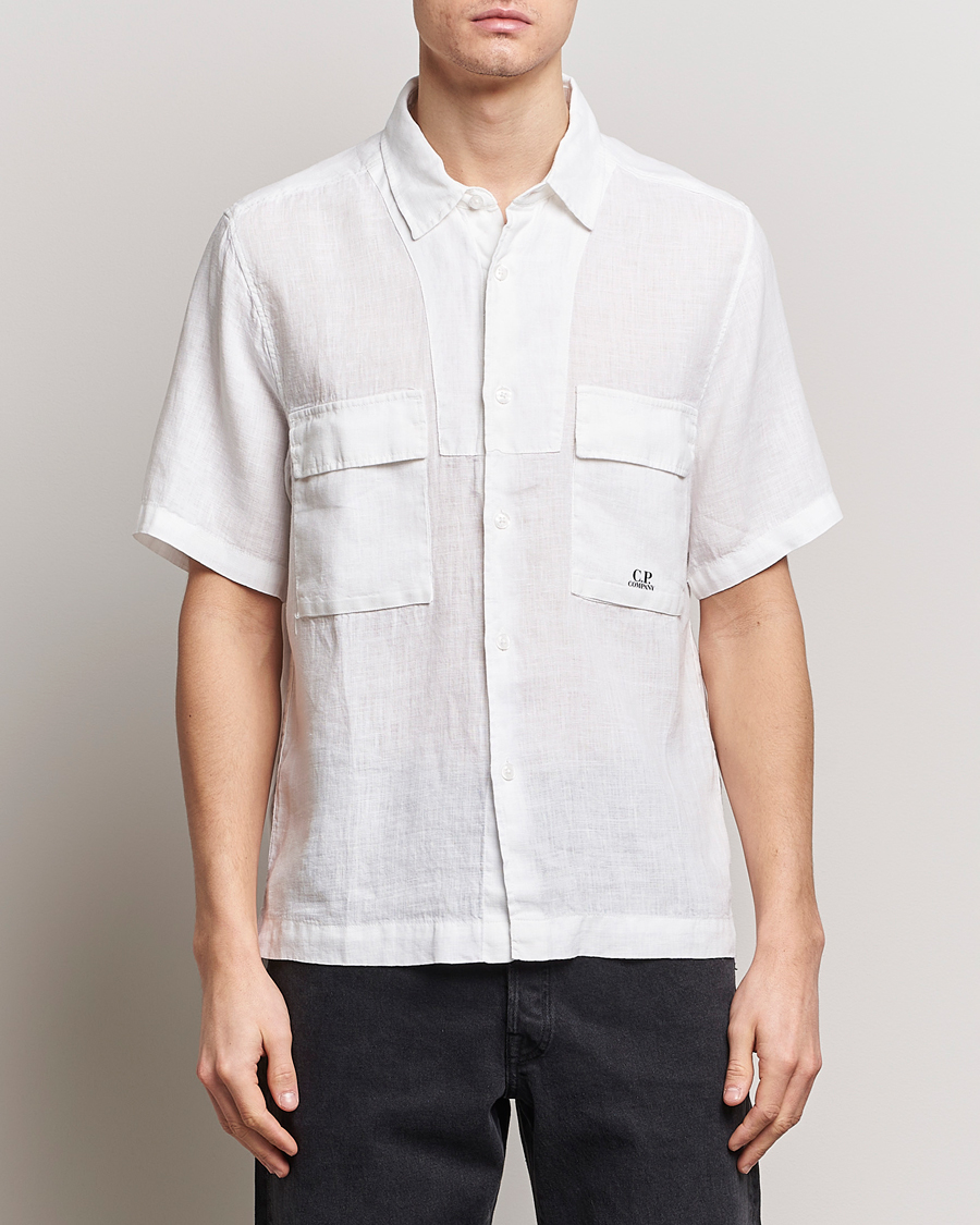 Mies | Kauluspaidat | C.P. Company | Short Sleeve Linen Shirt White