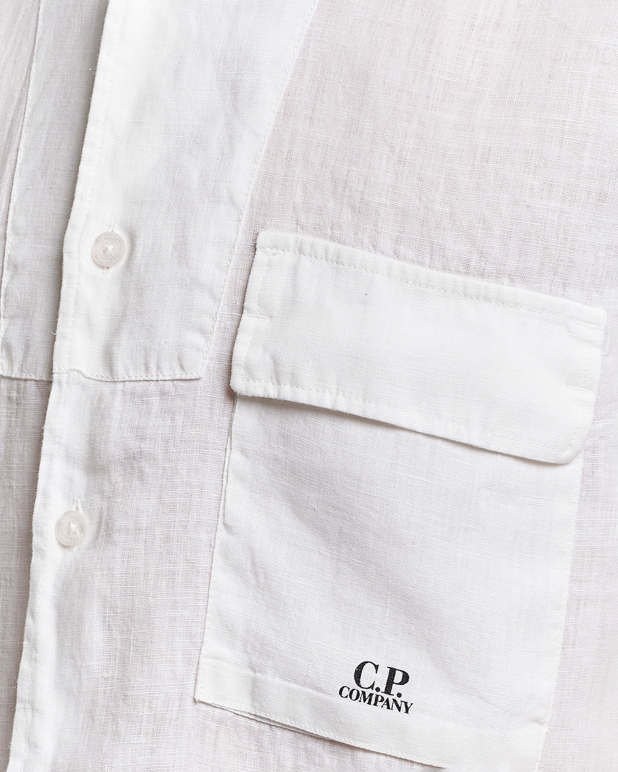 Mies | Kauluspaidat | C.P. Company | Short Sleeve Linen Shirt White