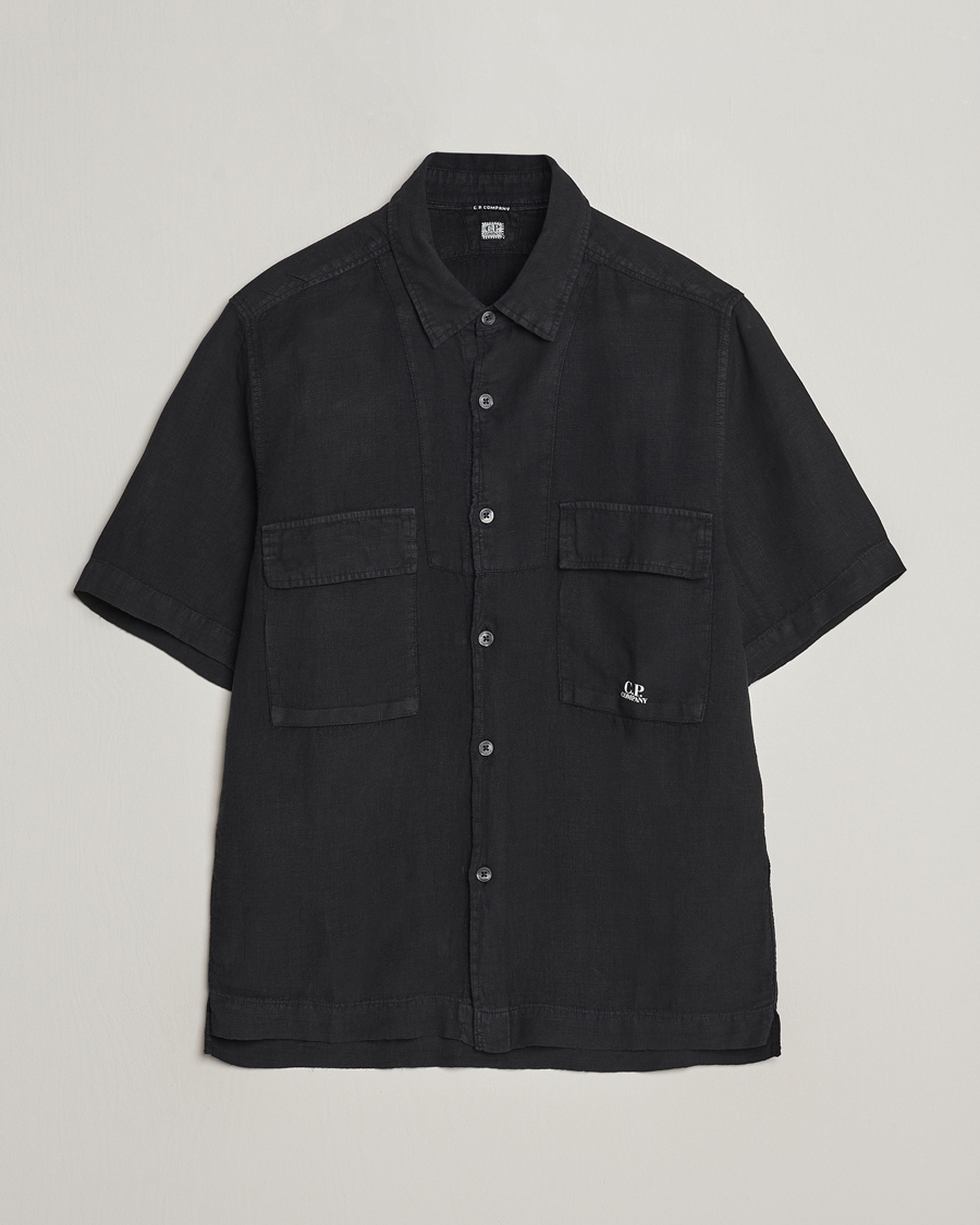 Mies | Kauluspaidat | C.P. Company | Short Sleeve Linen Shirt Black