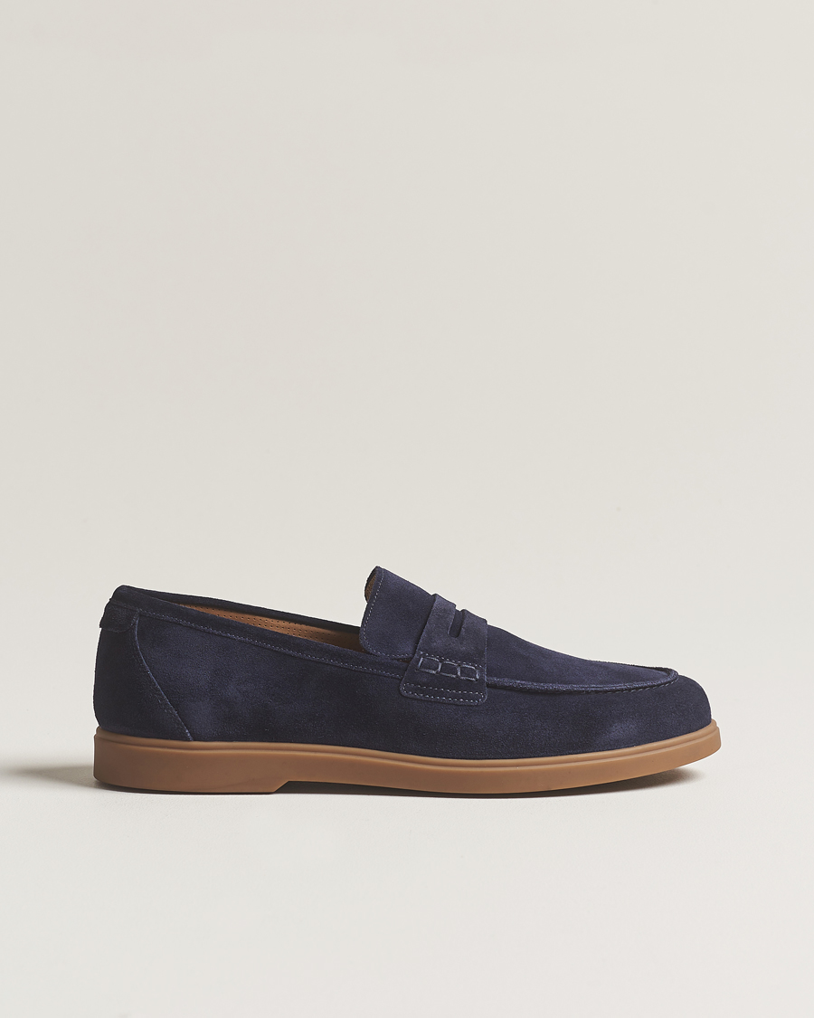 Mies | Loake 1880 Lucca Suede Penny Loafer Navy | Loake 1880 | Lucca Suede Penny Loafer Navy