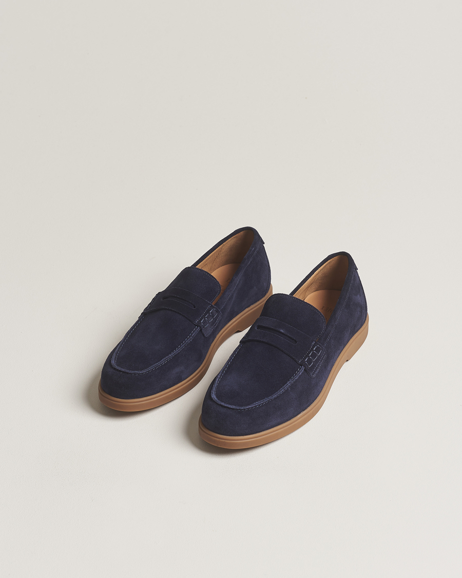 Mies | Loake 1880 Lucca Suede Penny Loafer Navy | Loake 1880 | Lucca Suede Penny Loafer Navy