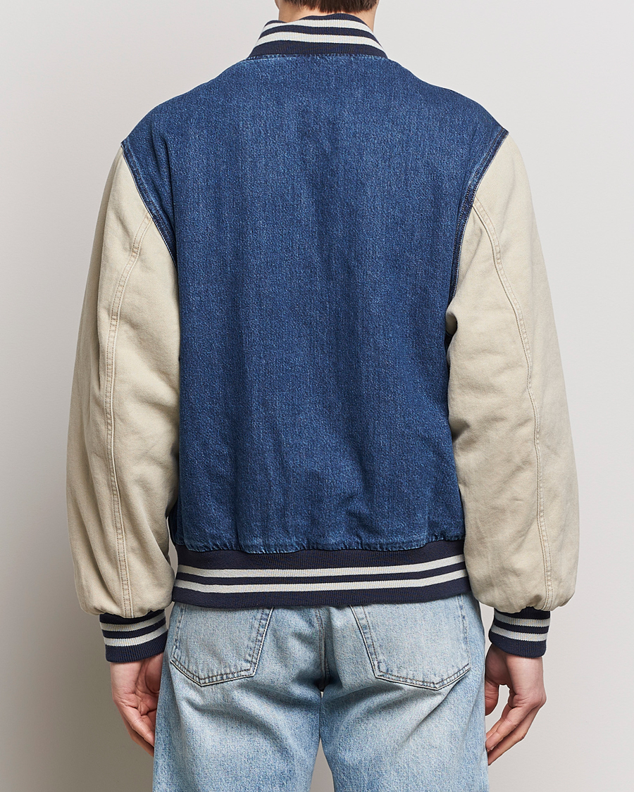Mies | Takit | GANT | Denim Varsity Jacket Dark Blue Worn In