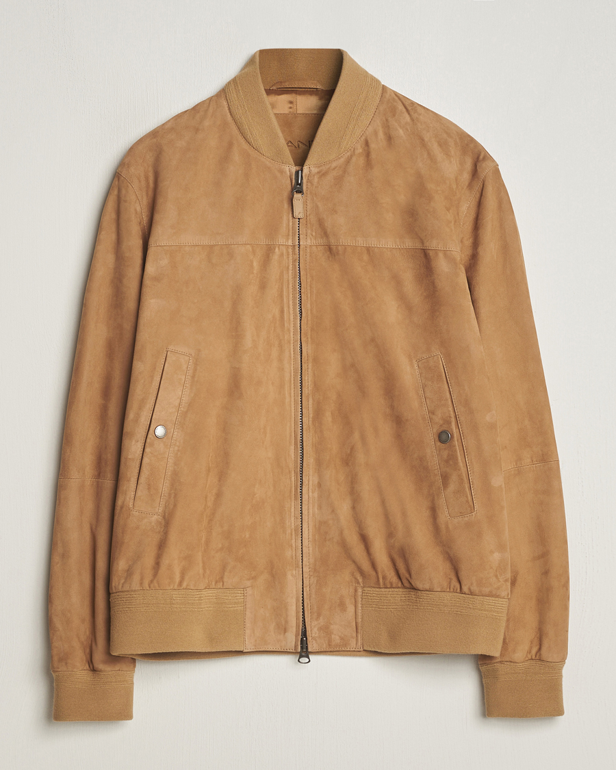 Mies | Takit | Gant | Suede Bombar Jacket Dark Khaki