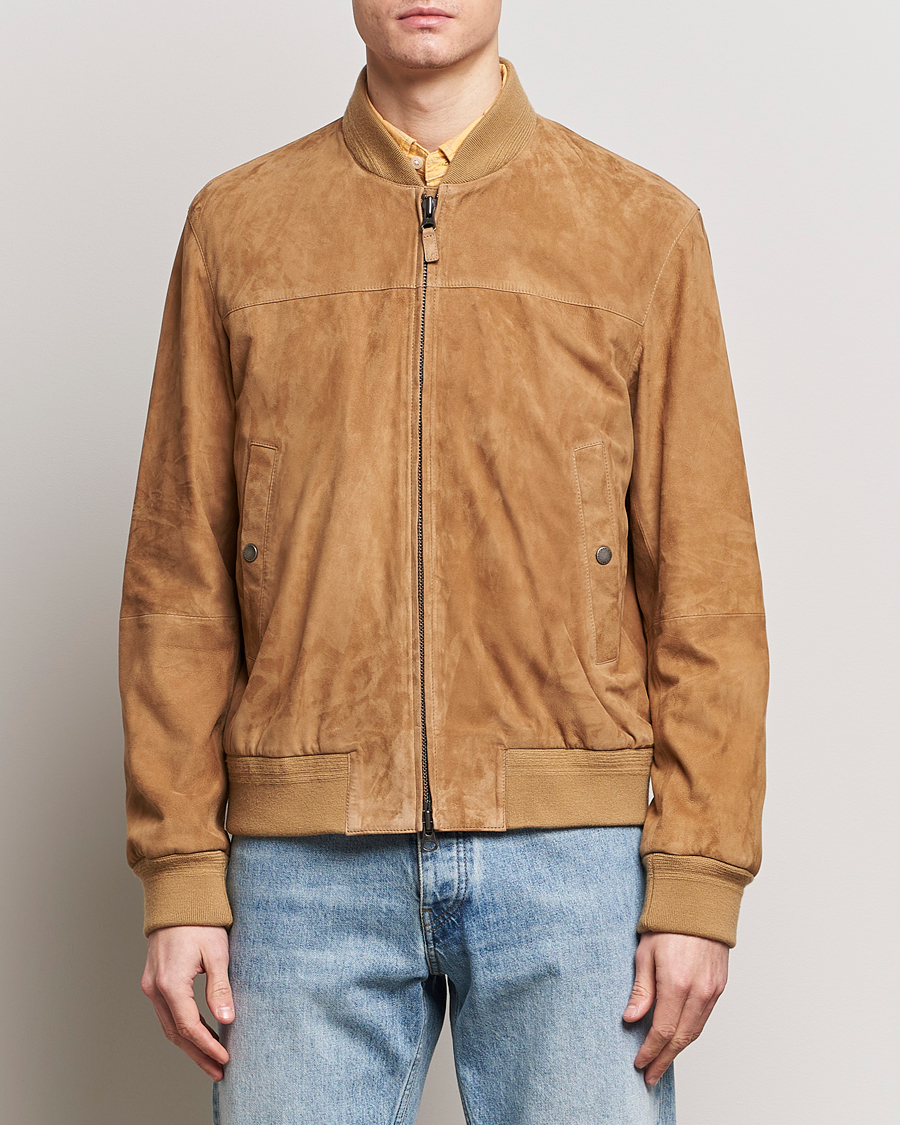 Mies | Takit | GANT | Suede Bombar Jacket Dark Khaki
