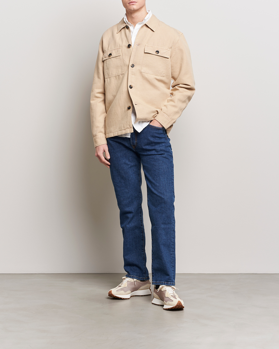 Mies | Kauluspaidat | GANT | Linen/Cotton Twill Overshirt Dry Sand