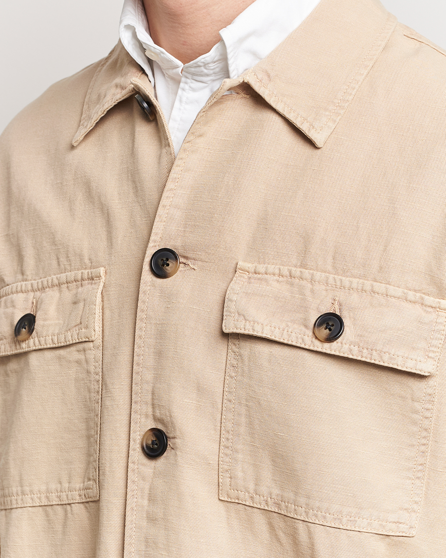 Mies | Kauluspaidat | GANT | Linen/Cotton Twill Overshirt Dry Sand
