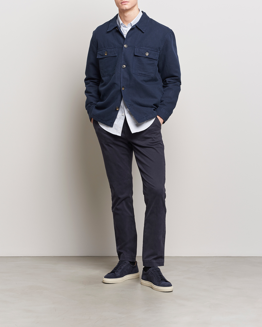 Mies | Kauluspaidat | GANT | Linen/Cotton Twill Overshirt Marine