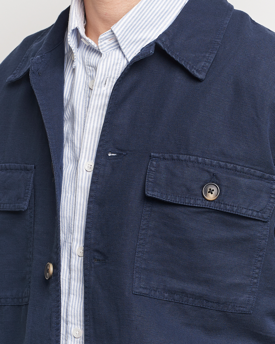 Mies | Kauluspaidat | GANT | Linen/Cotton Twill Overshirt Marine