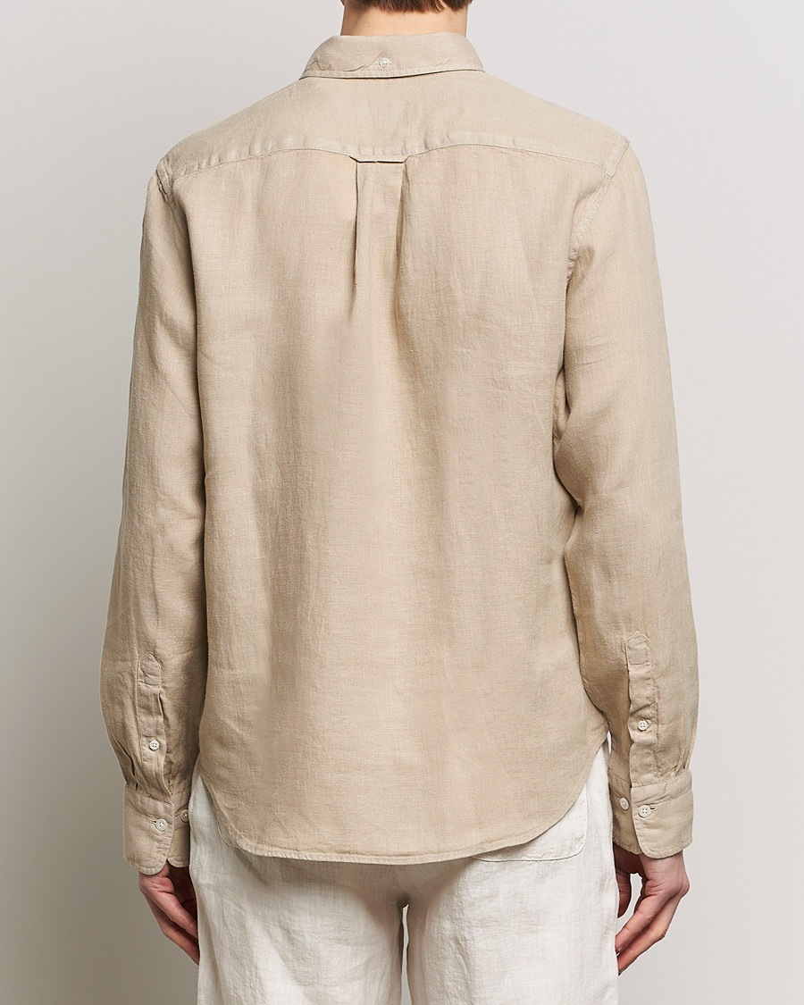 Mies | Kauluspaidat | GANT | Regular Fit Garment Dyed Linen Shirt Concrete Beige
