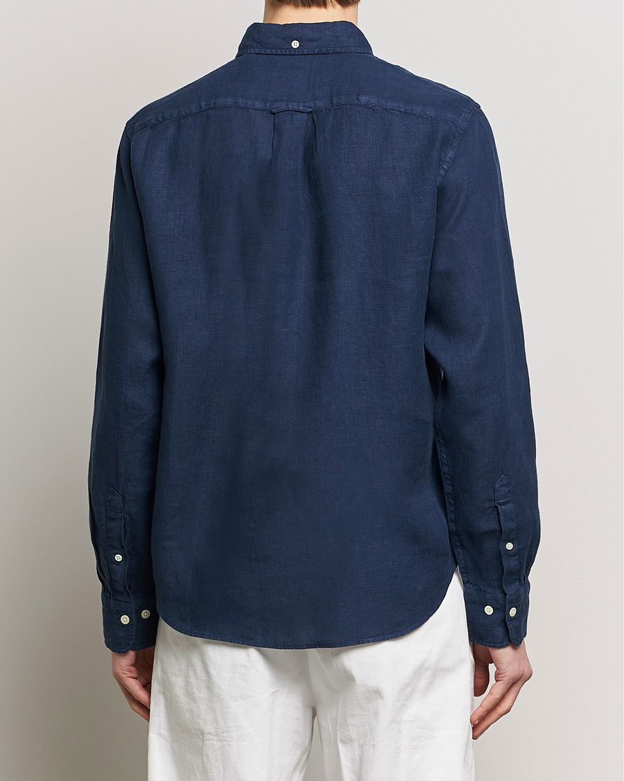Mies | Kauluspaidat | GANT | Regular Fit Garment Dyed Linen Shirt Marine