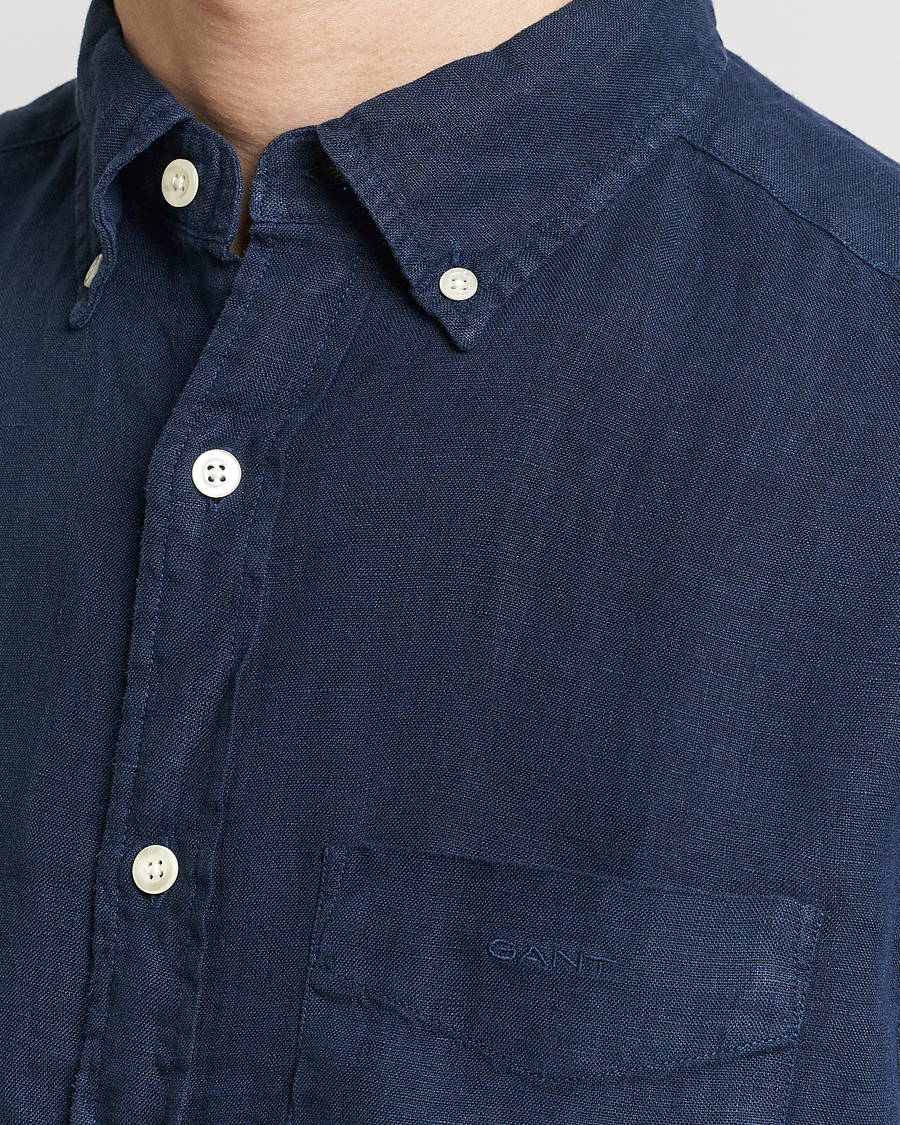 Mies | Kauluspaidat | GANT | Regular Fit Garment Dyed Linen Shirt Marine