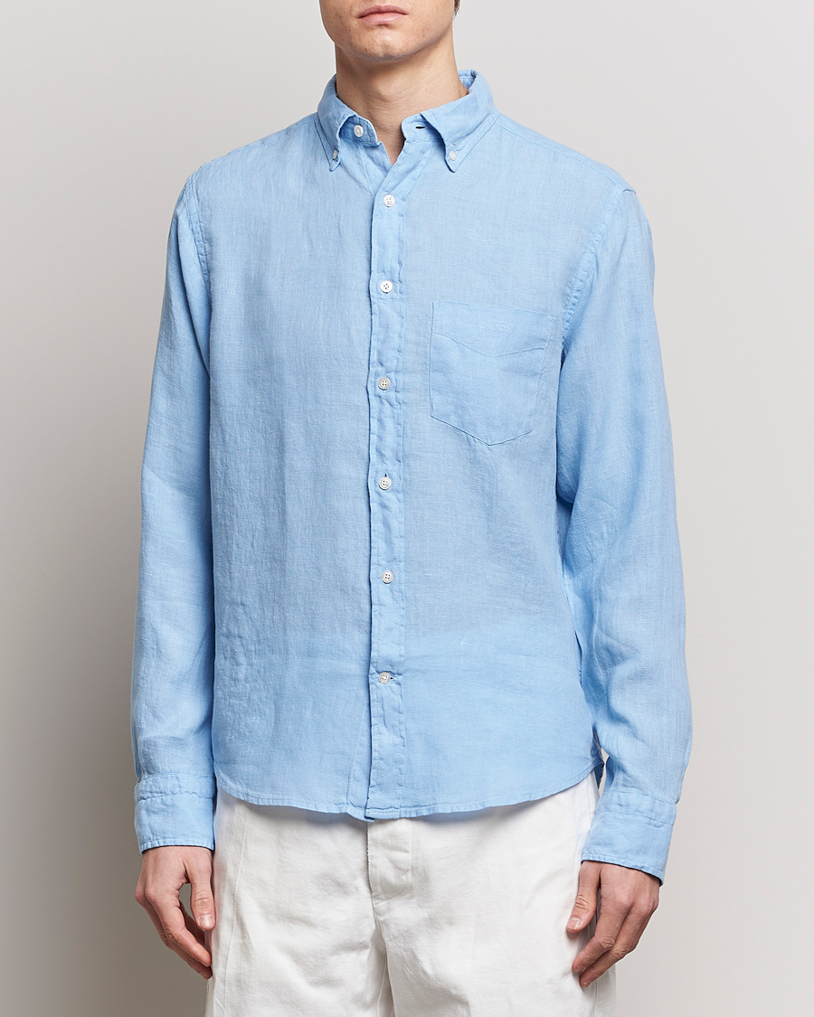Mies | Kanta-asiakastarjous | GANT | Regular Fit Garment Dyed Linen Shirt Capri Blue